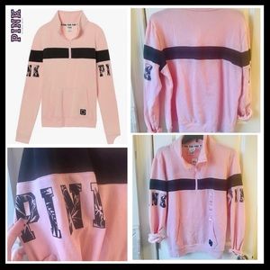 Victoria’s Secret PINK Hibiscus Hawaiian Palm Trees Floral Half Zip Sweatshirt